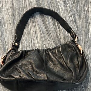 B. Makowsky Black Pebbled Leather Hobo Bag